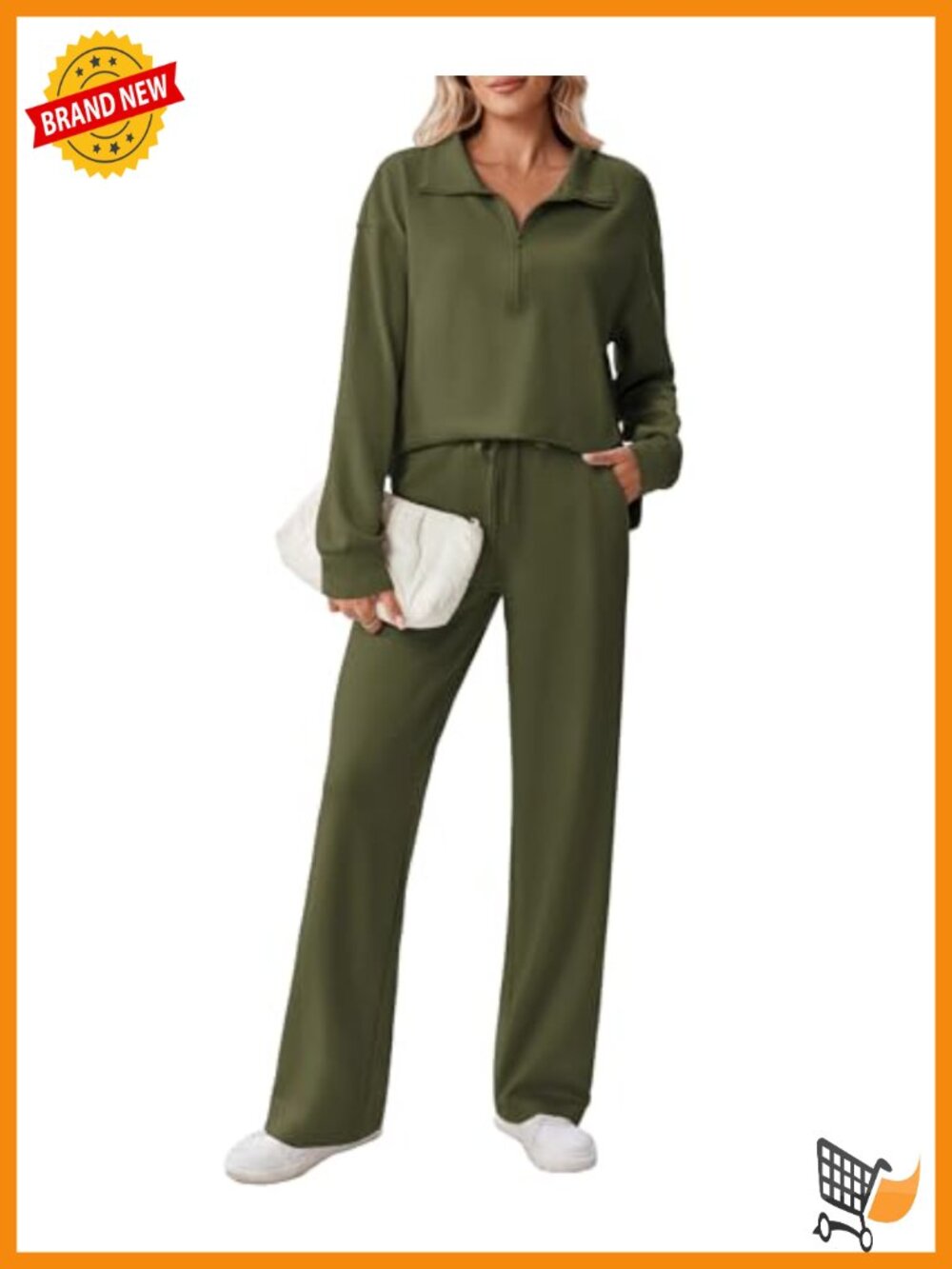 2 Piece Sweatsuit Set 1/2 Zip Pullover & Drawstring Track Pants Womens
